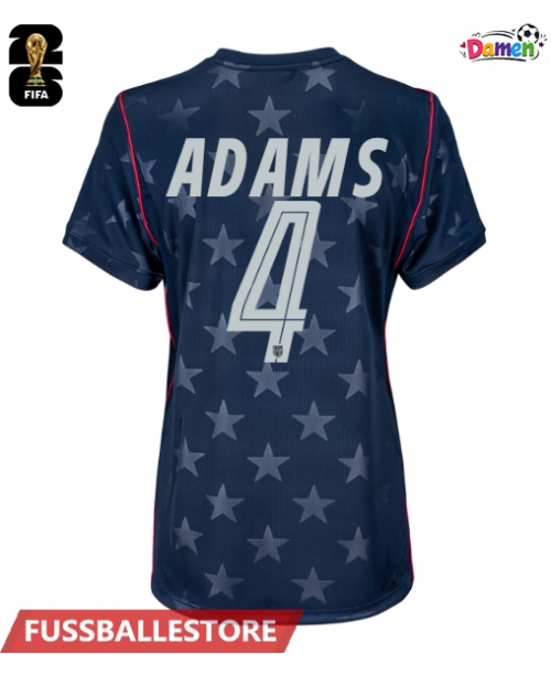 Günstige Vereinigte Staaten Tyler Adams #4 Auswärtstrikot Damen WM 2026 Kurzarm